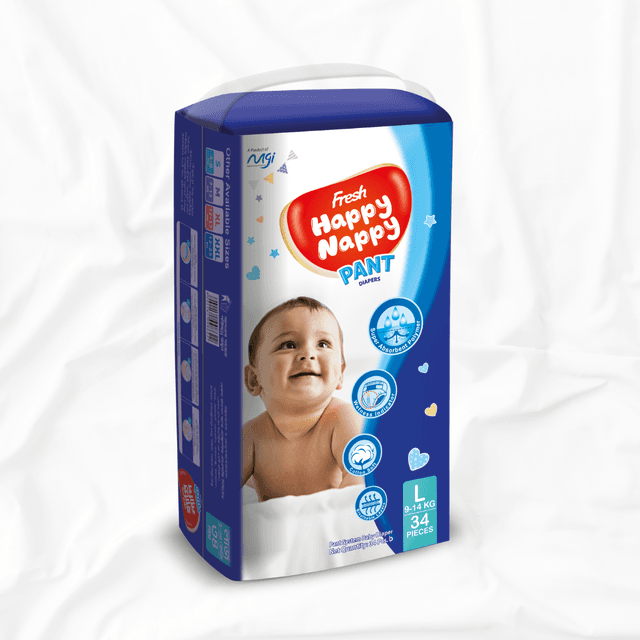 Fresh Happy Nappy Pant Diaper 9-14 kg (L-Size) 34 pcs
